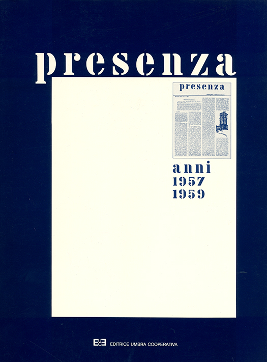 copertina Presenza. Anni 1957-1959, Editrice Umbra Cooperativa, Perugia 1983.