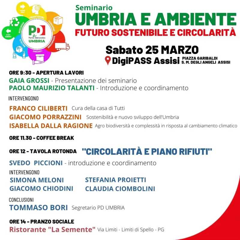 Locandina convegno economia circolare Pd