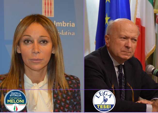 Paola Agabiti (Fratelli d'Italia) e Enrico Melasecche (Lega)