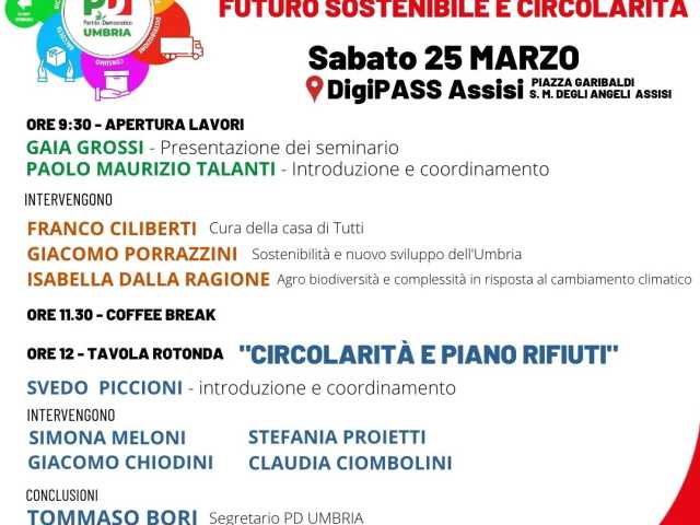 Locandina convegno economia circolare Pd
