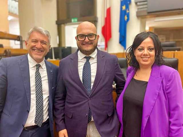 I consiglieri regionali Marco Castellari, Manuela Puletti e Valerio Mancini (Lega)
